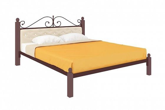 Кровать "Диана Lux мягкая" 1800 мм (ламели) - Цвет: Коричневый/Коричневый (дерево)