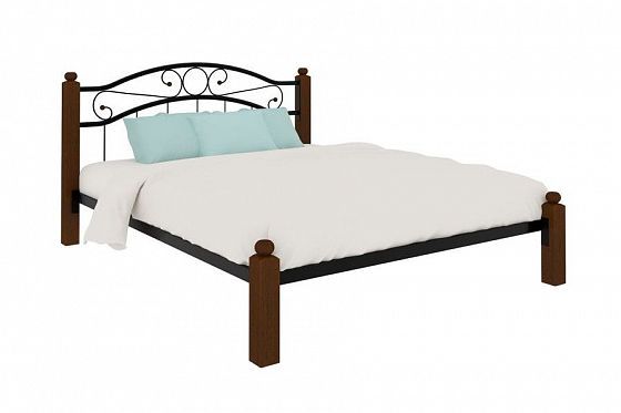 Кровать "Надежда Lux" 1400 мм (ламели) - Цвет: Черный/Коричневый (дерево)