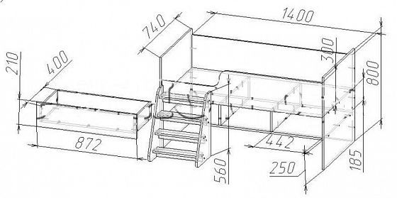 Кровать "Юниор-3" МДФ 3Д - Схема