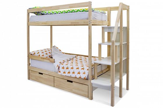 Детская двухъярусная кровать "Svogen натура" - Детская двухярусная кровать "Svogen натура", борт, ящ