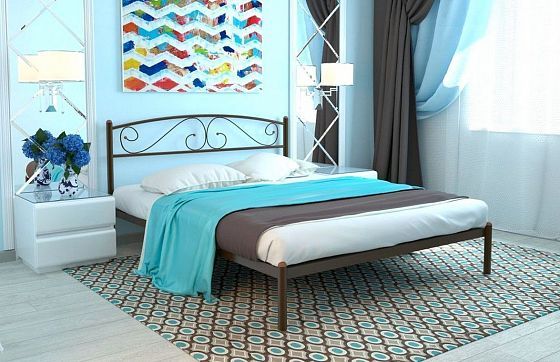 Кровать "Вероника" 1600 мм (ламели) - В интерьере, цвет: Коричневый