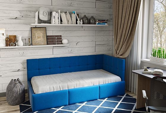 Кровать "Оттава" с подъемным механизмом - Ткань Синяя