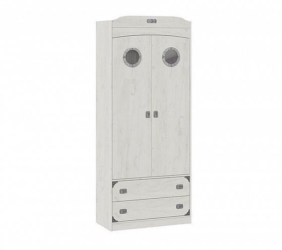 Шкаф комбинированный для одежды "Калипсо" с иллюминаторами СМ-389.07.022 - Цвет: Дуб Крафт Белый