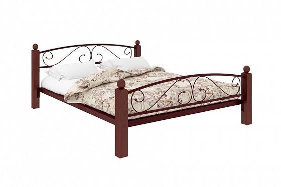 Кровать "Вероника Lux Plus" 1400 мм (ламели) - Цвет: Коричневый/Коричневый (дерево)