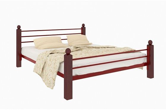 Кровать "Милана Lux Plus" 1600 мм (ламели) - Цвет: Красный/Коричневый (дерево)