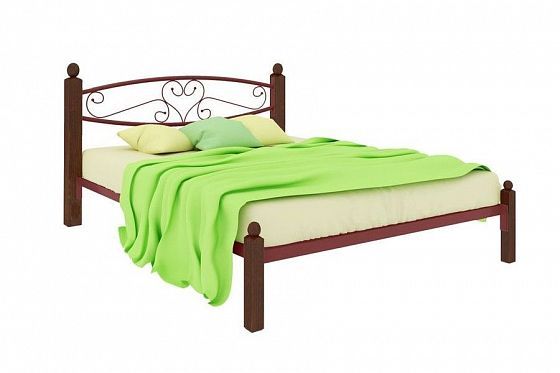 Кровать "Каролина Lux" 1600 мм (ламели) - Цвет: Красный/Коричневый (дерево)