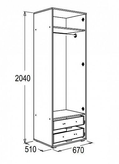 Шкаф 2-хдверный для одежды "Омега-16" - Схема