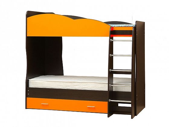 Кровать детская двухъярусная "Юниор-2.1" - Кровать детская двухъярусная "Юниор-2.1", Цвет: Белый/Ора