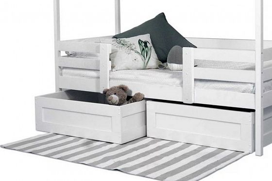 Кровать двухъярусная "Домик" КД-7 1400 мм белая - Выкатные ящики для кровати Домик