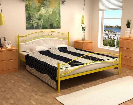 Кровать "Надежда Plus" 1200 мм (мягкая) - В интерьере, цвет: Желтый