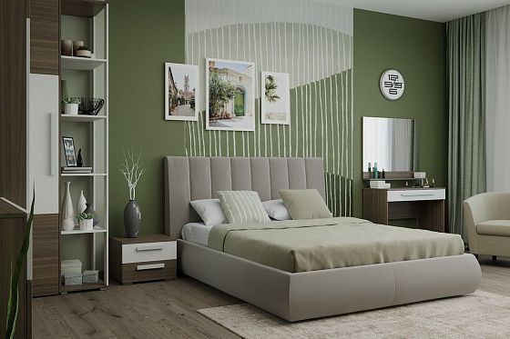 Модульная спальня "Барселона" - Стеллаж и тумба, цвет: Орех Анемон/Белый