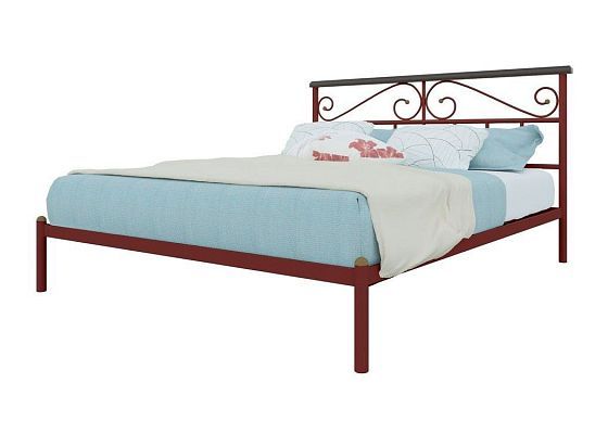 Кровать "Эсмеральда" 1800 мм (ламели) - Цвет: Красный/Коричневый (дерево)