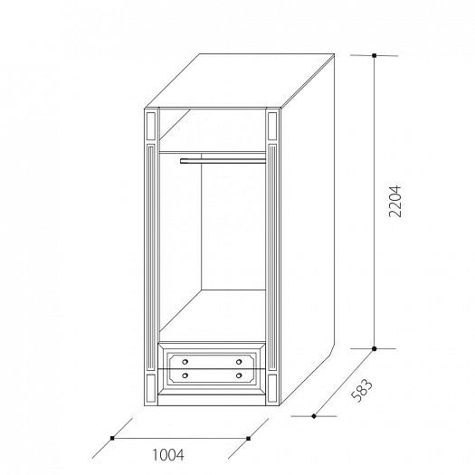 Шкаф двухдверный  "Ева-11" для платья с выдвижными ящиками (1004 мм) - Схема