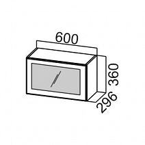 Шкаф навесной 600/360 горизонтальный со стеклом  "Классика" ШГ600с/360
