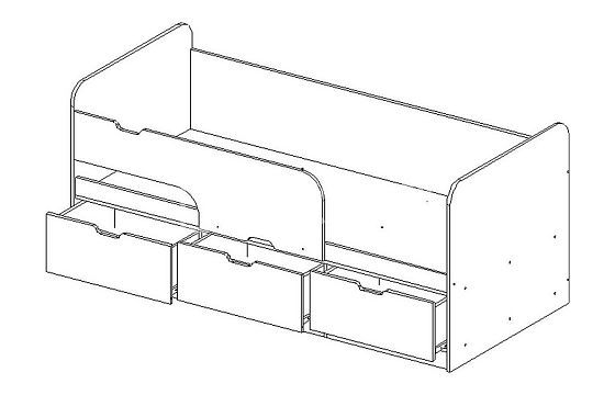 Кровать "Юниор-9" 1800 левая (МДФ) - Схема
