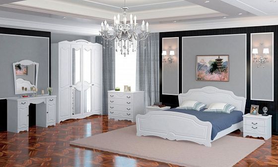 Модульная спальня Лотос, белый-белый глянец.