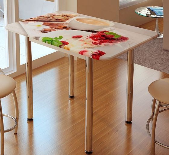 Стол обеденный прямоугольный с фотопечатью Цвет: Десерт