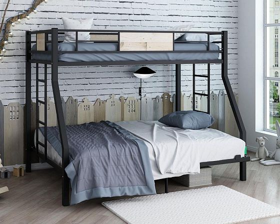 Кровать двухъярусная "Гранада 140" - В интерьере, цвет: Черный