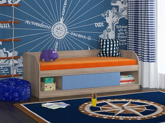 Детская кровать "Соня-4" Цвет: Дуб Сонома/Голубой