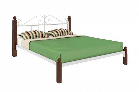 Кровать "Диана Lux" 1200 мм (ламели) - Цвет: Белый/Коричневый (дерево)