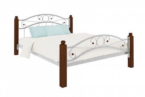 Кровать "Надежда Lux Plus" 1600 мм (ламели) - Цвет: Белый/Коричневый (дерево)