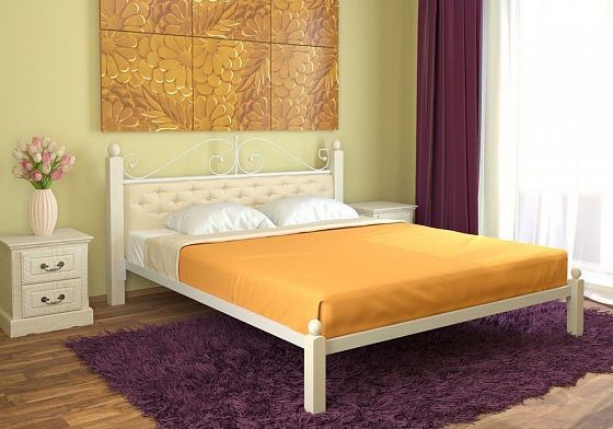 Кровать "Диана Lux мягкая" 1800 мм (ламели) - В интерьере, цвет: Белый/Белый (дерево)