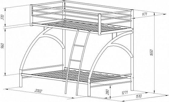 Кровать двухъярусная "Виньола-2 ЯЯ" с 2 ящиками - Схема