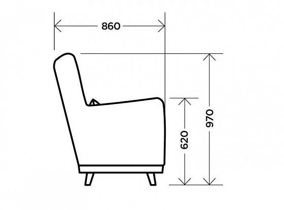 Кресло интерьерное - Кресло интерьерное, Newton Plum (микровелюр), схема сбоку