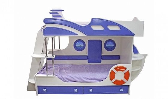 Кровать двухъярусная "Яхта-2" - Кровать двухъярусная "Яхта-2", Цвет: Белый/Синий