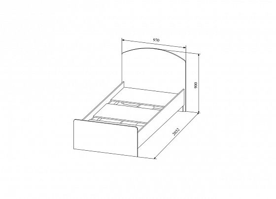 Кровать "Ki-Ki" КРД900.1 (900 мм) - Кровать 900*2000мм  "Ki-Ki" КРД900.1 с размерами