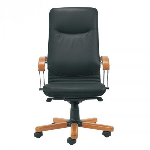 Кресло руководителя "Nova Wood Chrome" кожзам PU - Цвет: Черный