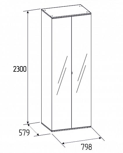 Шкаф для одежды 54 "Neo" фасад Стандарт + Зеркало - Схема