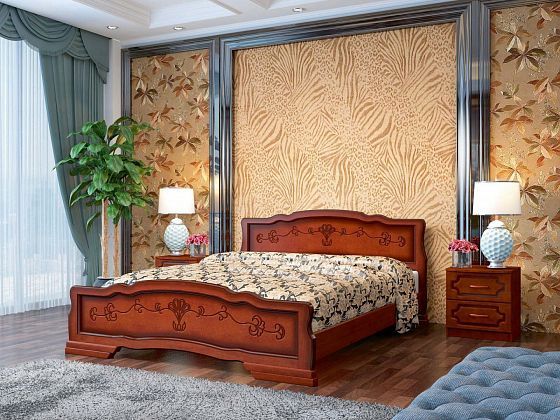 Кровать "Карина-6" 1400 мм (ламели) - Кровать "Карина-6" 1400 мм (ламели), Цвет: Орех