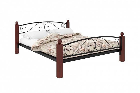 Кровать "Вероника Lux Plus" 1400 мм (ламели) - Цвет: Черный/Коричневый (дерево)
