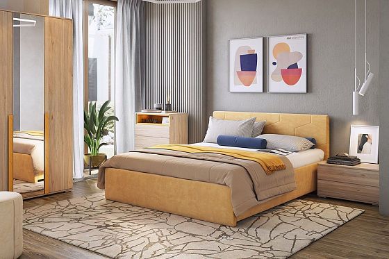 Модульная спальня "Лайк" - Вариант 3, цвет: Дуб Мария/Горчица