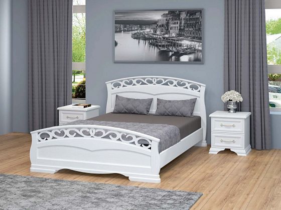 Кровать "Грация-1" 1600 мм (ламели) - Кровать "Грация-1" 1600 мм (ламели), Цвет: Белый античный