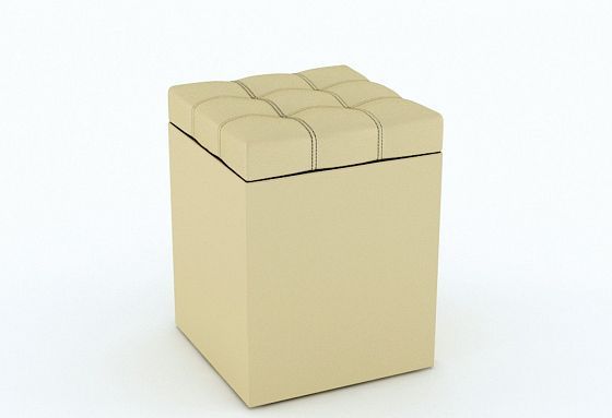 Пуф "Квадро" с ящиком для хранения - Пуф "Квадро" с ящиком для хранения, Цвет: Кожзам бежевый