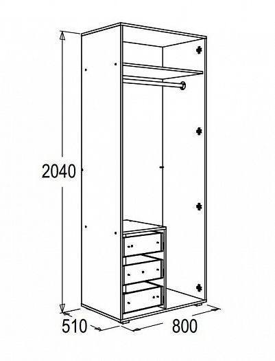Шкаф 2-хдверный для одежды и белья "Омега-16" - Схема