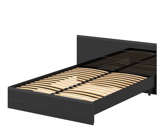 Кровать (1600 мм) "Лайт" 80.27 - Кровать (1600) Лайт, цвет: Черный глянец/Черная шагрень