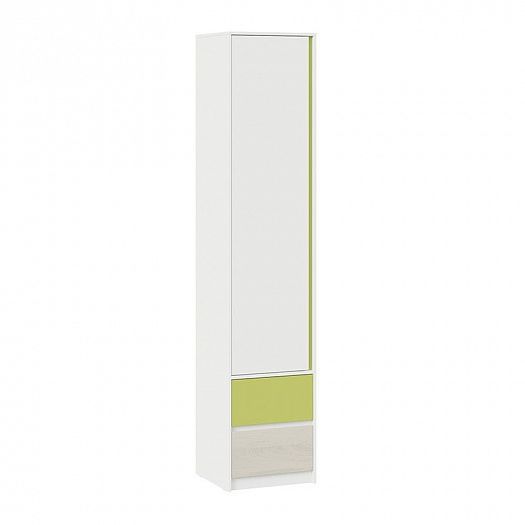 Шкаф для белья  "Сканди" СМ-386.07.21-20 - Цвет: Белый/Дуб Гарден/Зеленый