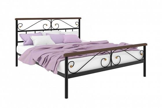 Кровать "Эсмеральда Plus" 1600 мм (ламели) - Цвет: Черный/Коричневый (дерево)