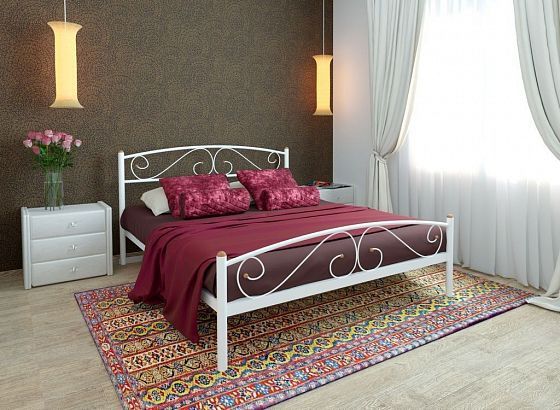 Кровать "Вероника Plus" 1400 мм (ламели) - В интерьере, цвет: Белый