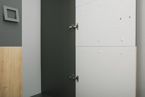 Шкаф 2-х створчатый Ш2 "Дельта" - В открытом виде, цвет: Серый/Дуб Итальянский/Графит
