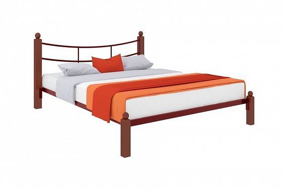 Кровать "София Lux" 1800 мм (ламели) - Цвет: Красный/Коричневый (дерево)