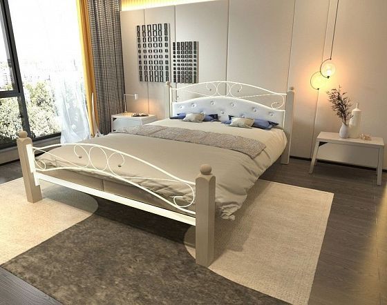 Кровать "Надежда Lux Plus" 1400 мм (мягкая) - В интерьере, цвет: Белый/Белый (дерево)
