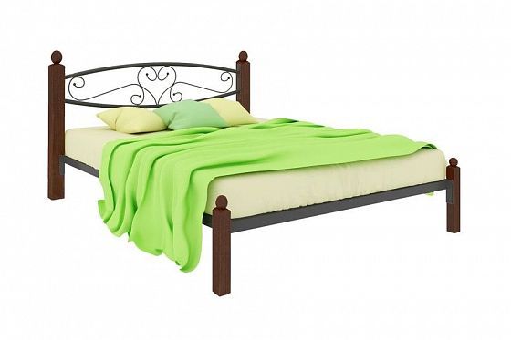 Кровать "Каролина Lux" 1400 мм (ламели) - Цвет: Черный/Коричневый (дерево)