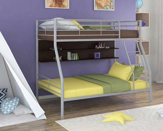 Кровать двухъярусная "Гранада-2" с полкой - Цвет: Серый/Венге
