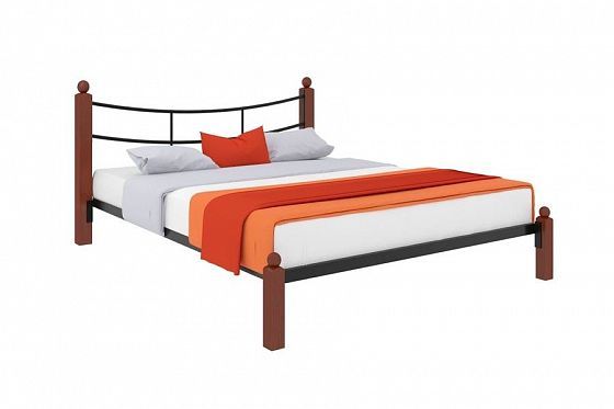 Кровать "София Lux" 1800 мм (ламели) - Цвет: Черный/Коричневый (дерево)