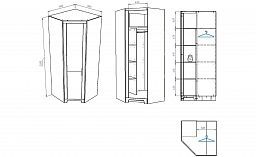 Шкаф угловой "Юта" Арт. 12216 + Дверь левая (глухая) Арт. 12221