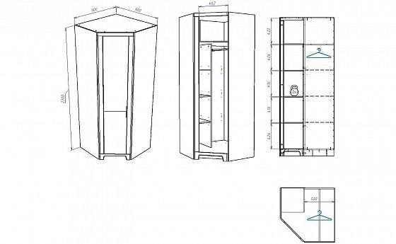Шкаф угловой "Юта" Арт. 12216  схема